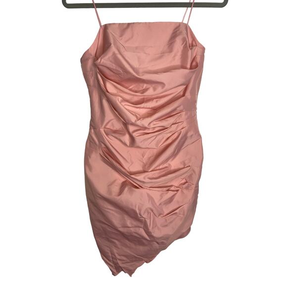 Amanda Uprichard Emelia Strapless Dress Ruched Asymmetrical Hem Pink Size Small - Picture 4 of 10